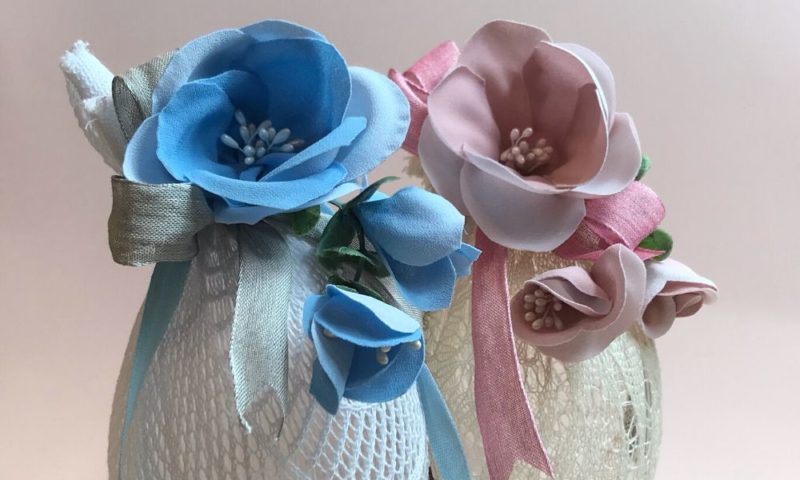 Uova Decorative Pasquali Maculate Blu – Set In Sacchetto Kraft Con Cordino – Gisela Graham - 2